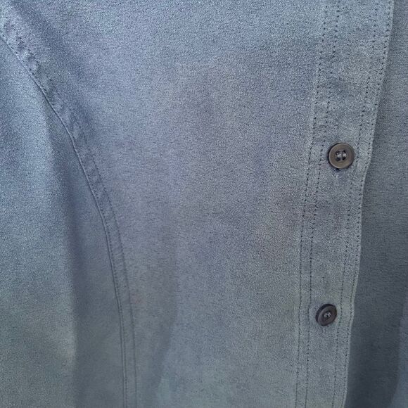 Cotton Ginny Blue Sueded Button Down Shirt - Picture 6 of 6